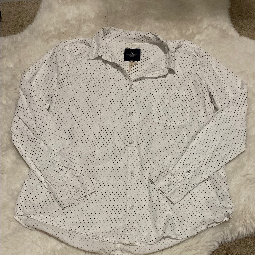 White Polka Dot Women’s Button Up